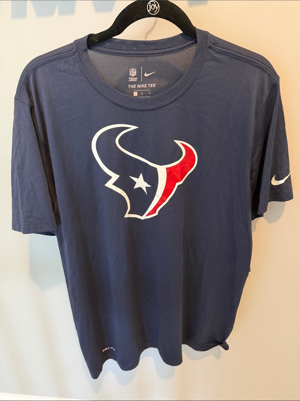 Nike Navy Houston Texans Logo Short Sleeve Tee with Red Accent